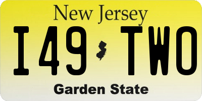 NJ license plate I49TWO