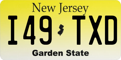 NJ license plate I49TXD