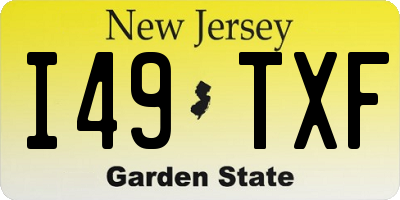 NJ license plate I49TXF