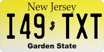 NJ license plate I49TXT