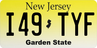 NJ license plate I49TYF