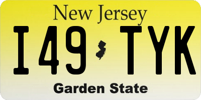NJ license plate I49TYK