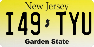 NJ license plate I49TYU