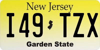 NJ license plate I49TZX