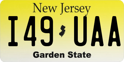 NJ license plate I49UAA