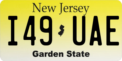 NJ license plate I49UAE
