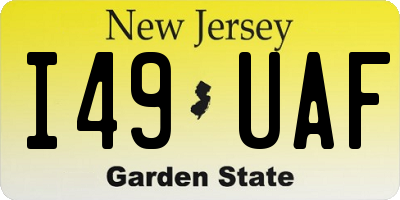 NJ license plate I49UAF