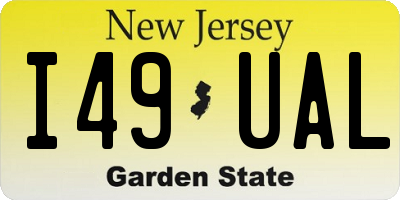 NJ license plate I49UAL