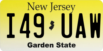 NJ license plate I49UAW