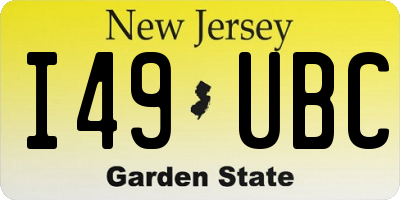 NJ license plate I49UBC