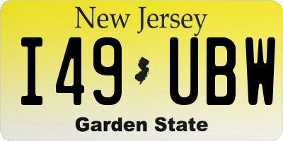 NJ license plate I49UBW
