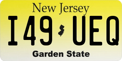 NJ license plate I49UEQ
