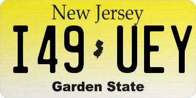 NJ license plate I49UEY