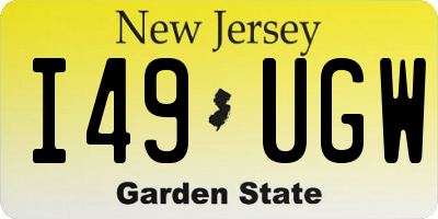 NJ license plate I49UGW