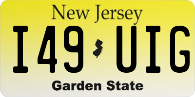 NJ license plate I49UIG
