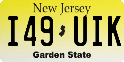 NJ license plate I49UIK