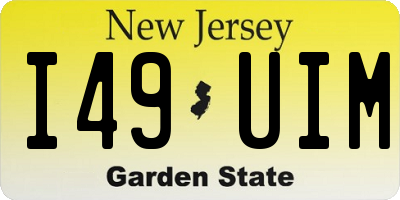 NJ license plate I49UIM