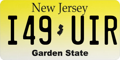 NJ license plate I49UIR