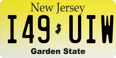NJ license plate I49UIW