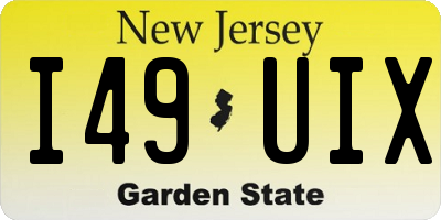 NJ license plate I49UIX