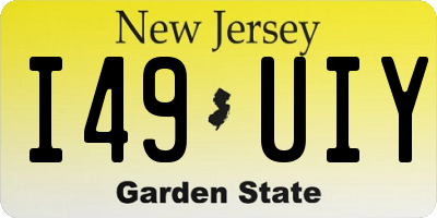 NJ license plate I49UIY