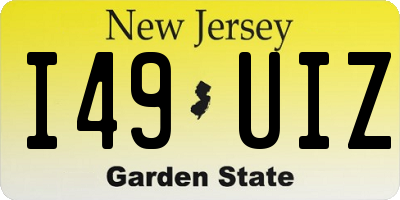 NJ license plate I49UIZ