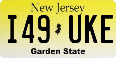 NJ license plate I49UKE