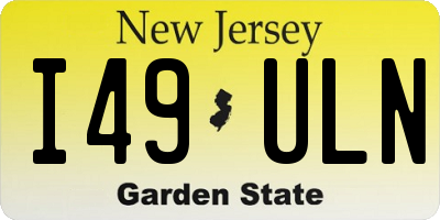 NJ license plate I49ULN