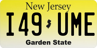 NJ license plate I49UME