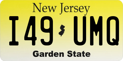 NJ license plate I49UMQ