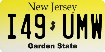NJ license plate I49UMW