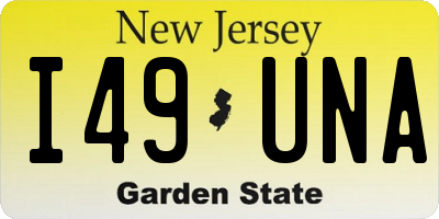 NJ license plate I49UNA