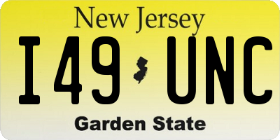 NJ license plate I49UNC