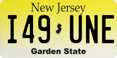 NJ license plate I49UNE