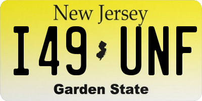 NJ license plate I49UNF