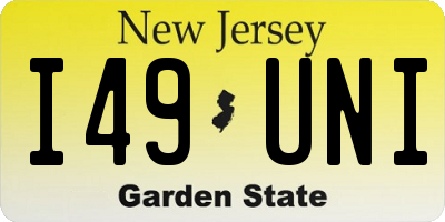 NJ license plate I49UNI