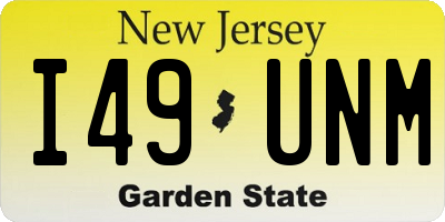 NJ license plate I49UNM