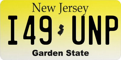 NJ license plate I49UNP