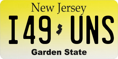 NJ license plate I49UNS