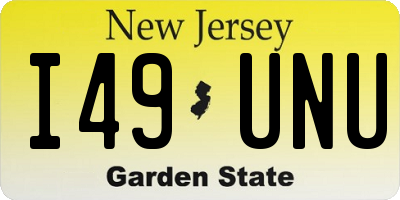 NJ license plate I49UNU