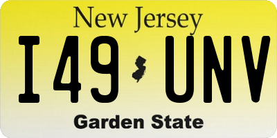 NJ license plate I49UNV