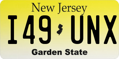 NJ license plate I49UNX