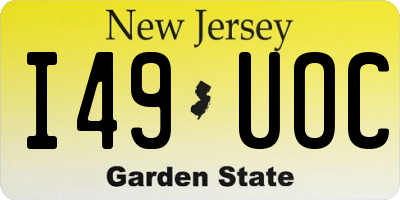 NJ license plate I49UOC