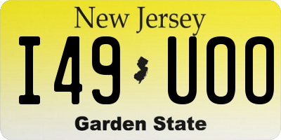 NJ license plate I49UOO