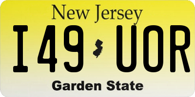 NJ license plate I49UOR