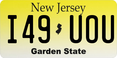 NJ license plate I49UOU