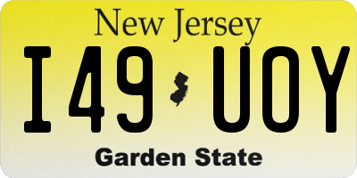 NJ license plate I49UOY