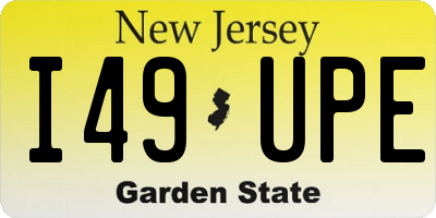 NJ license plate I49UPE