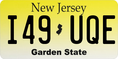 NJ license plate I49UQE