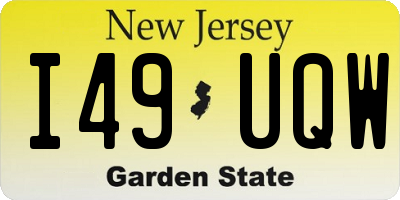 NJ license plate I49UQW